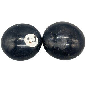 vintage set of 2 black ceramic doorknobs no shaft 2.25" diameter READ